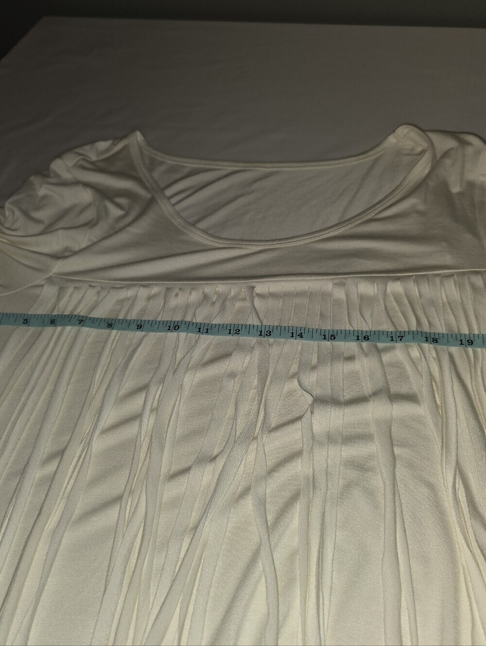 Cable & Gauge Ivory Boho Fringe Tunic Top Viscose Blend Stretch Size L - Picture 3 of 5